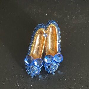 Vintage Collectible Pin: Blue Slippers Jewels Design Like Dorothy Only Blue